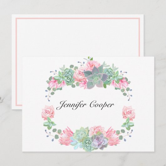 Rozen en successen van uw bureau Een persoonlijk Notitiekaartje (Voorkant / Achterkant)