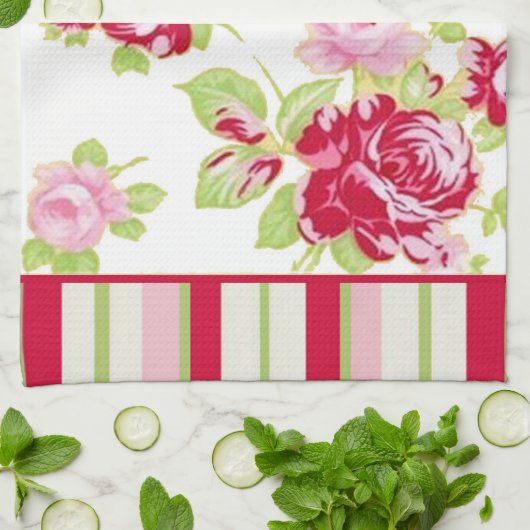 Rozen en tapes keukenhanddoeken (Gevouwen)