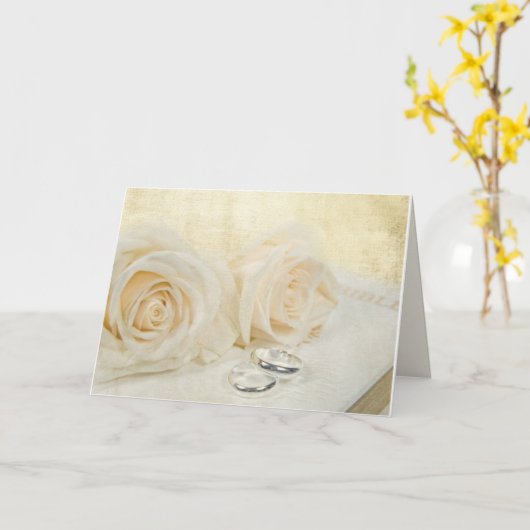 rozen en trouwringen in bijbel kaart (Gele Bloem)