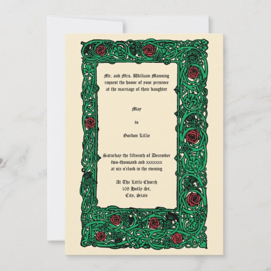 Rozen en trouwuitnodigingen voor klaver Kaart (Voorkant)