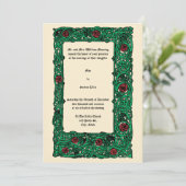  Rozen en trouwuitnodigingen voor klaver Kaart (Staand voorkant)