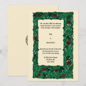  Rozen en trouwuitnodigingen voor klaver Kaart (Voorkant / Achterkant)