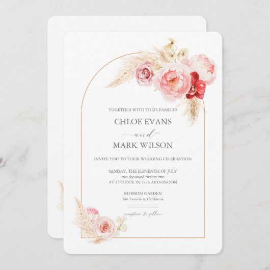 Rozen en uitnodiging tot het indienen van weddensc (Voorkant / Achterkant)