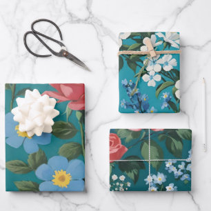 Rozen en Vergeet-me-nots Bloemen Inpakpapier Vel