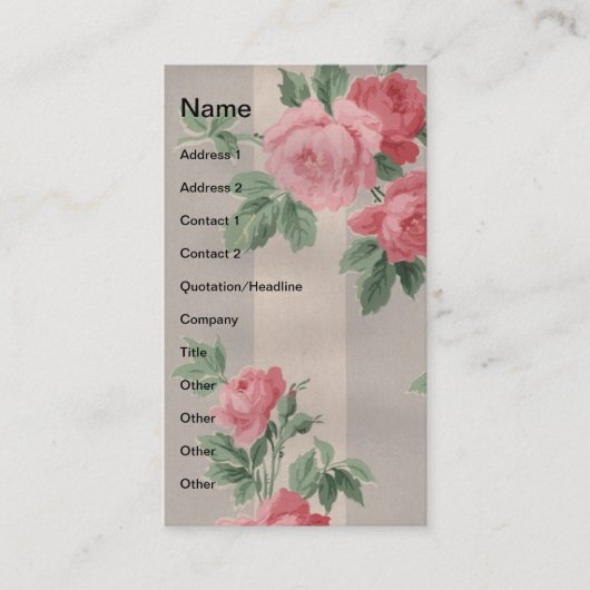  Rozen en verticale lijnen Visitekaartje (Voorkant)