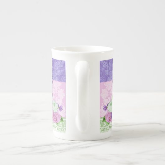 Rozen en Violet Bone China Mok (Achterkant)