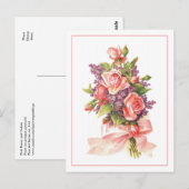 Rozen en Violet roze Briefkaart (Voorkant / Achterkant)