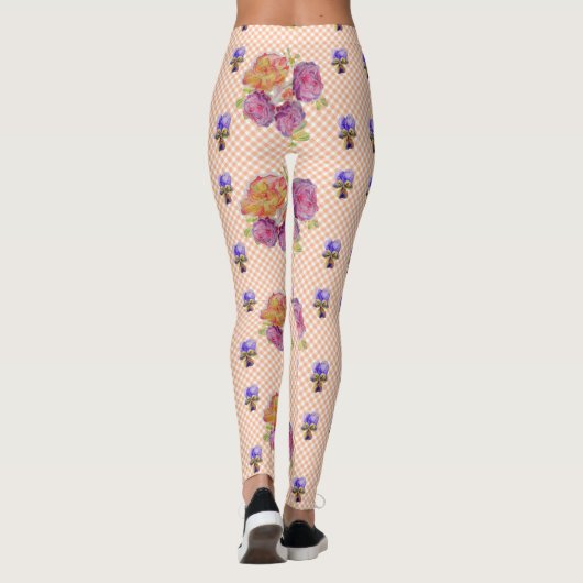 Rozen en Violet Shabby waterverf Leggings (Achterkant)