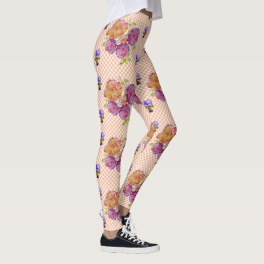 Rozen en Violet Shabby waterverf Leggings (Rechts)