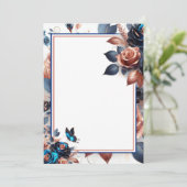 Rozen en Vlinder Blank Bruiloft Kaart (Staand voorkant)