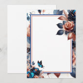 Rozen en Vlinder Blank Bruiloft Kaart (Voorkant / Achterkant)