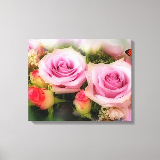 Rozen en vlinder canvas afdruk (Voorkant)