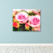 Rozen en vlinder canvas afdruk (Insitu (Houten vloer))