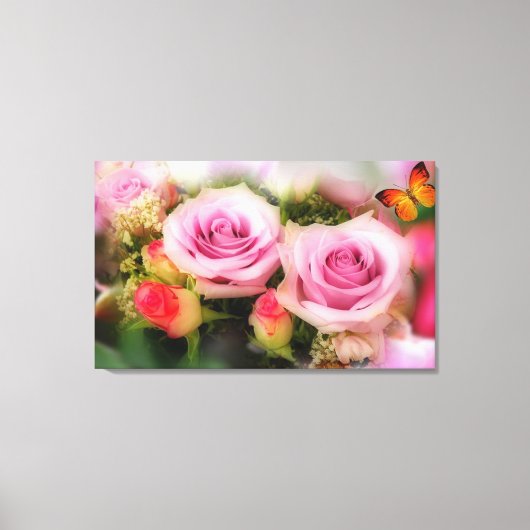 Rozen en vlinder canvas afdruk (Voorkant)