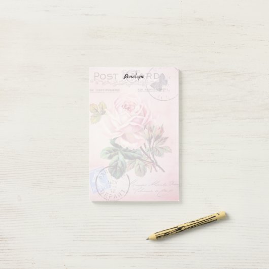 Rozen en vlinder Post-it® Notes (Op bureau)
