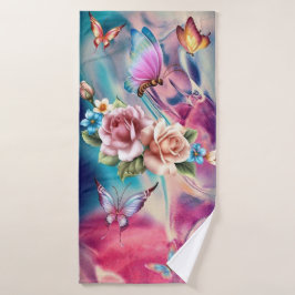 Rozen en vlinders bad handdoek
