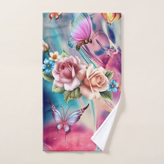 Rozen en vlinders bad handdoek (Handdoek)