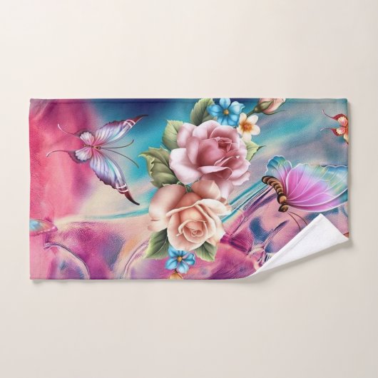 Rozen en vlinders bad handdoek (Handdoek)