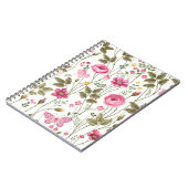 Rozen en vlinders: Bloemen naadloos Notitieboek (Linkerzijde)