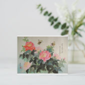 rozen en vlinders briefkaart (Staand voorkant)