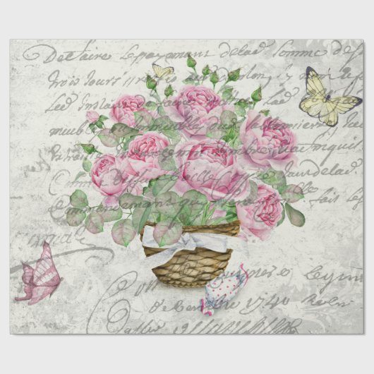  Rozen en vlinders Cadeaupapier (Vlak)
