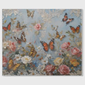 Rozen en vlinders Print Decoupage / Cadeaupapier (Vlak)