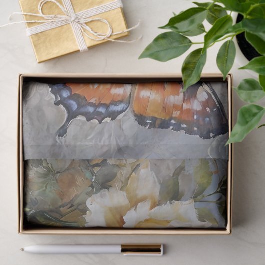 Rozen en vlinders Print Decoupage / Tissuepapier (Geschenk)