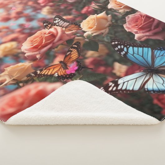 Rozen en vlinders sherpa deken (3/4)