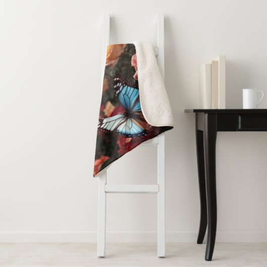 Rozen en vlinders sherpa deken (In situ)