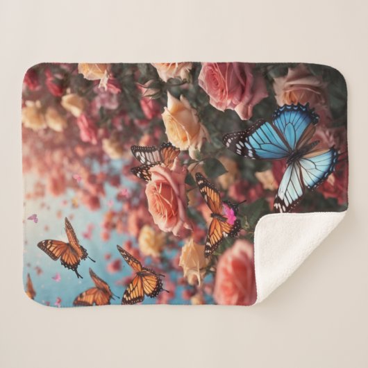 Rozen en vlinders sherpa deken (Voorkant (horizontaal))