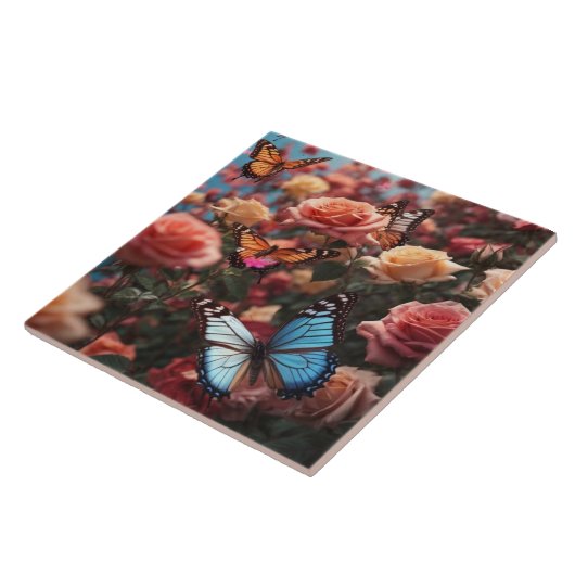 Rozen en vlinders tegeltje (Zijkant)