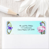 Rozen en vlinders van de geboorte etiket (Insitu)