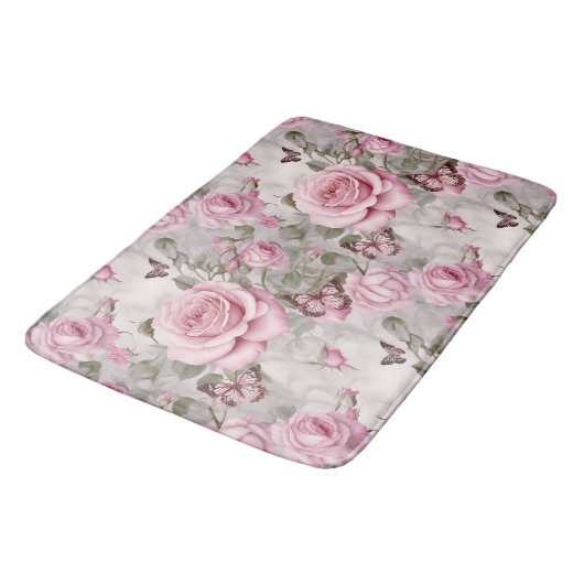Rozen en vlinders Waterverf Badmat (Gekanteld)