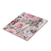 Rozen en vlinders Waterverf Bloemen Tegeltje (Zijkant)