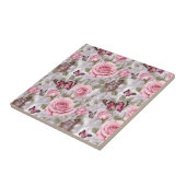 Rozen en vlinders Waterverf Bloemen Tegeltje (Zijkant)