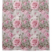 Rozen en vlinders Waterverf Douchegordijn (Voorkant)