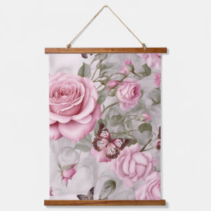 Rozen en vlinders Waterverf Hangend Wandkleed