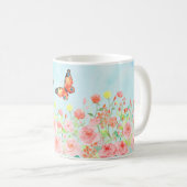 rozen en vlinders, waterverf, mok (Voorkant rechts)