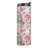 Rozen en vlinders Waterverf Thermosbeker (Gedraaid links)