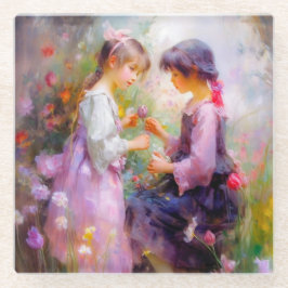 Rozen en vriendschap delen glazen onderzetter