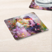 Rozen en vriendschap delen kartonnen onderzetters (Schuin)