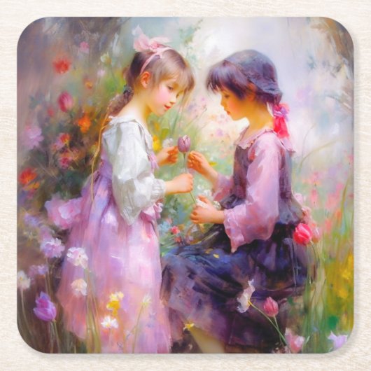 Rozen en vriendschap delen kartonnen onderzetters (Voorkant)