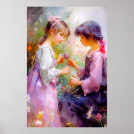 Rozen en vriendschap delen poster