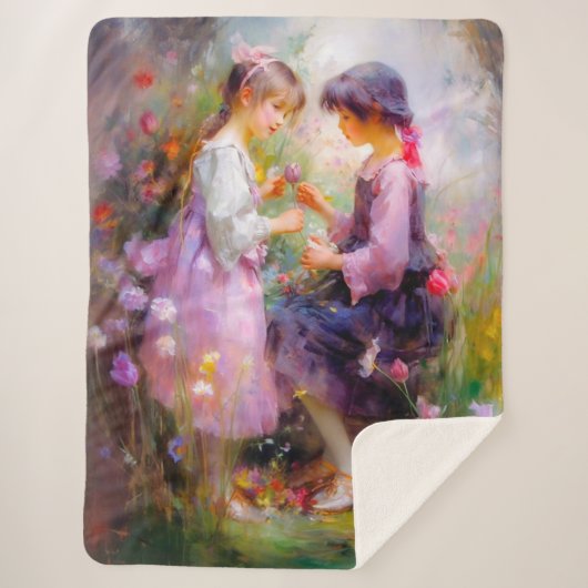 Rozen en vriendschap delen sherpa deken (Voorkant)