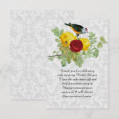 Rozen en Vrijgezellenfeest van zangvogels Bedankkaart (Voorkant / Achterkant)