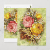 Rozen en White Daisy Flowers Briefkaart (Voorkant / Achterkant)