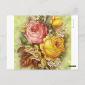 Rozen en White Daisy Flowers Briefkaart (Achterkant)