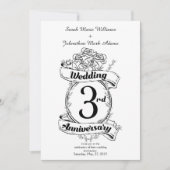 Rozen en wijnstokken Romantic 3rd Wedding Jubileum Kaart (Voorkant)