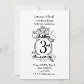 Rozen en wijnstokken Romantic 3rd Wedding Jubileum Kaart (Achterkant)