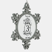 Rozen en wijnstokken Romantic 3rd Wedding Jubileum Tin Sneeuwvlok Ornament (Links)
